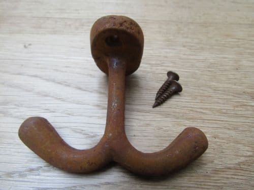 Cast Iron Double Ceiling Hook Rust