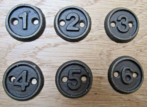 Cast Iron Numbered Disc Plaque 1-6