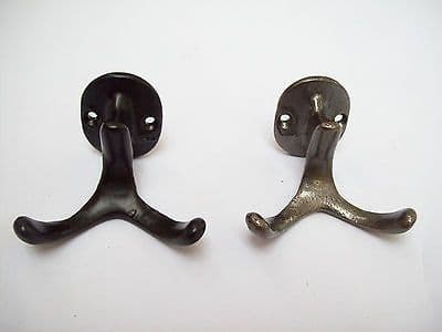Cast iron old vintage antler style double robe bedroom coat Hanging hooks