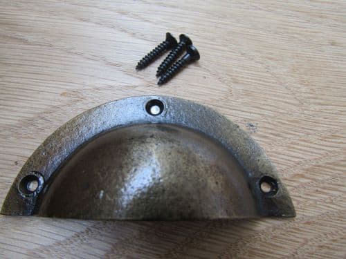 Cast Iron Small Victorian Cup Pull Handle Antique Brass