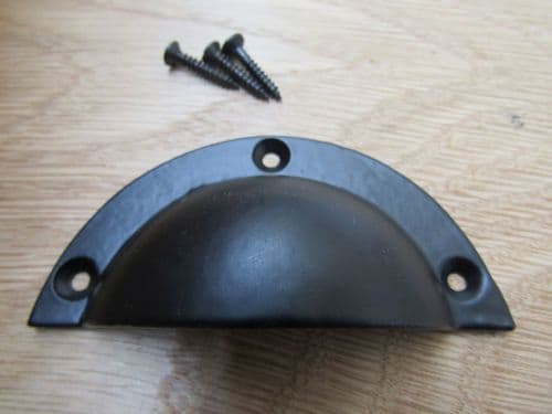 Cast Iron Small Victorian Cup Pull Handle Black Antique