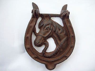 Cast Iron Stable Horse shoe Door Knocker Old Vintage Antique look