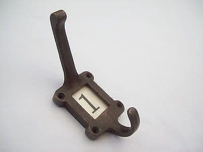 CAST WROUGHT IRON LABEL FRAME HAT AND & COAT HOOK OLD VINTAGE REEdit ProductION
