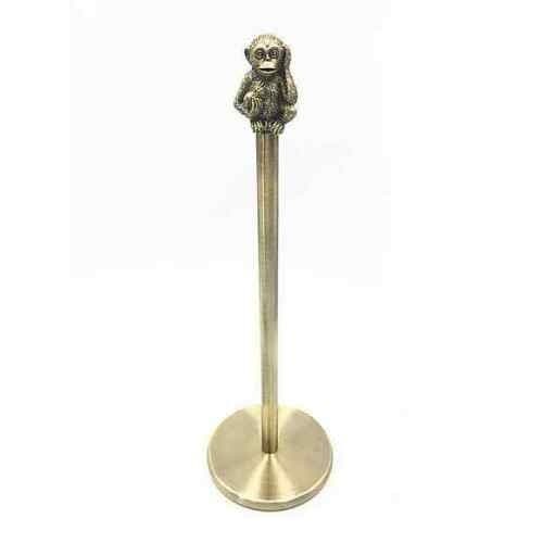 Cheeky Monkey Toilet Roll Storage Stand Antique Brass