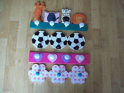 CHILDRENS KIDS BOYS GIRLS BEDROOM NURSERY PEGS COAT HOOKS RAILS