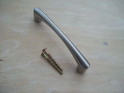CHUNKY BRUSHED STEEL KITCHEN CANET CUPBOARD DOOR BOW ARCHED D PULL HANDLE