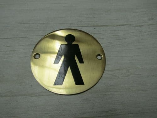 Circle Brass Male Door Sign