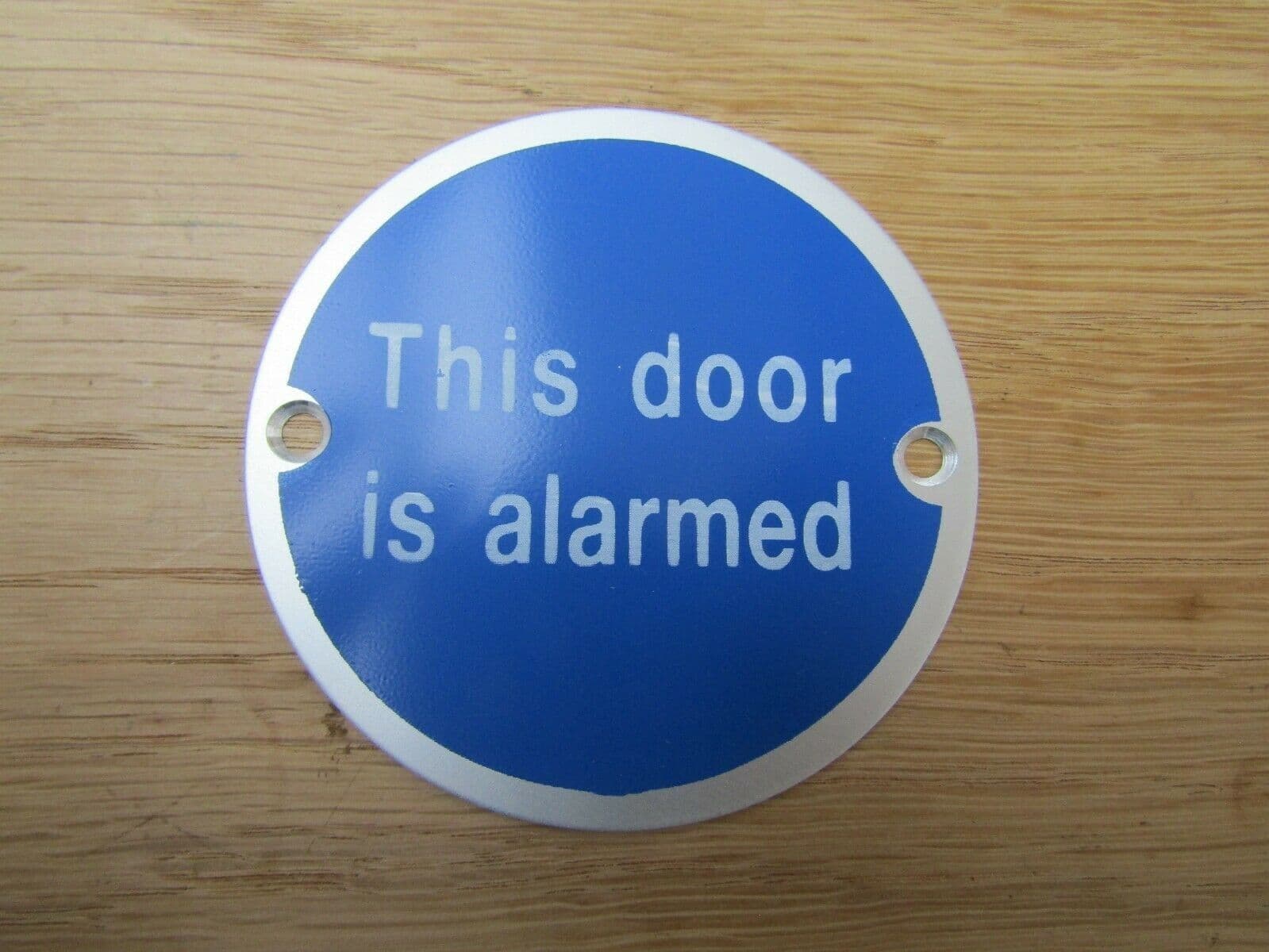 Circle Satin Aluminium This Door Is Alarmed Door Sign