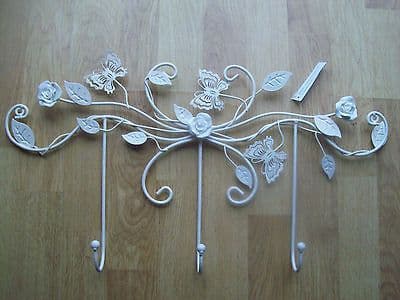 CREAM SHABBY CHIC DECORATIVE FANCY FRENCH DESIGN HOOKS RAIL RACK PEGS