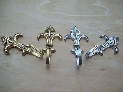 CURTAIN TIE BACK HOOK HOLDBACK HOLD BACKS FLEUR DE LYS DESIGN