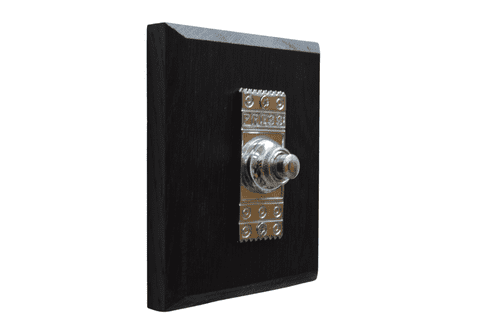 Decorative Bell Push Polished Chrome On Wooden Board