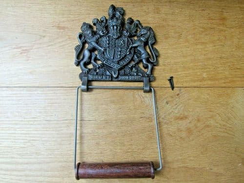 Dieu Et Mon Droit Toilet Roll Holder Antique Iron
