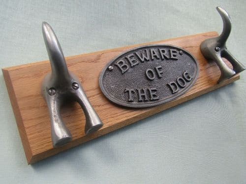Dog Tail Hook With Beware Of The Dog Plaque Rail