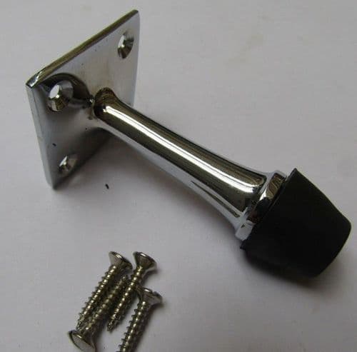 Door Stopper Square Base Projecting Polished Chrome