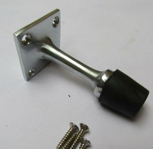 Door Stopper Square Base Projecting Satin Aluminium