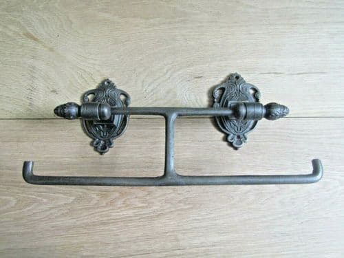 Double Acorn Toilet Roll Holder Antique Iron