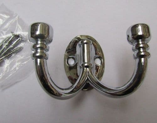Double Ball End Robe Hook Polished Chrome
