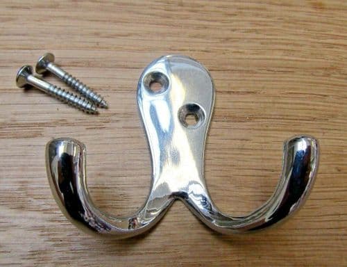 Double Robe Hook Polished Chrome
