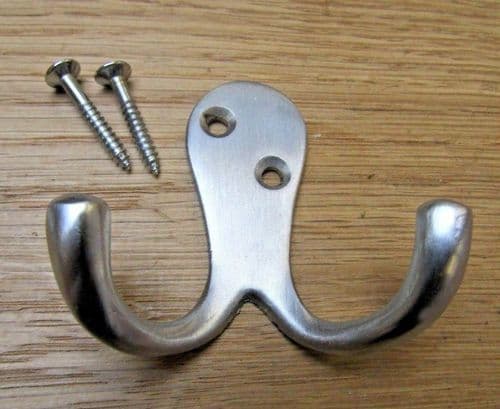 Double Robe Hook Satin Chrome