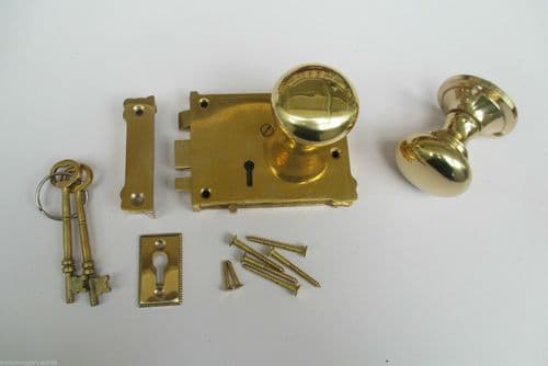 East Lake Plain Lock & Victorian Round Rim Brass Set