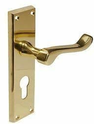 Euro Profile Lever Lock Door Handle Polished Brass