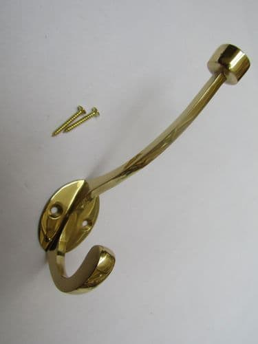 Flat Top Retro Coat Hook Polished Brass