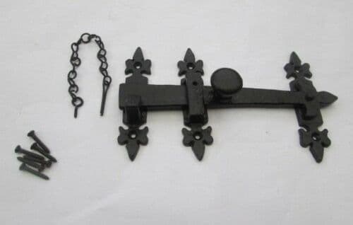 Fleur De Lys Bar Latch Black Antique