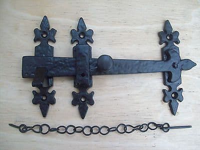 Fleur de lys Black antique iron Cupboard gate door latch lock surface mounted