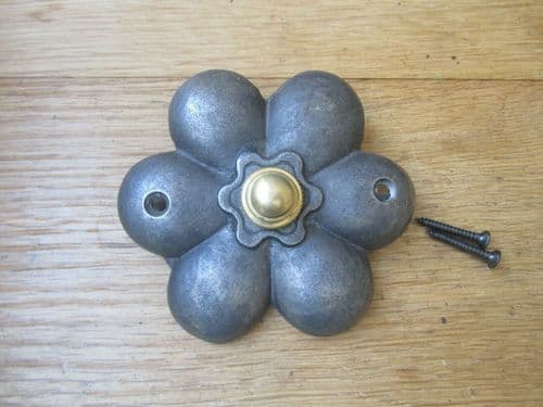 Flower Door Bell Push Antique Iron