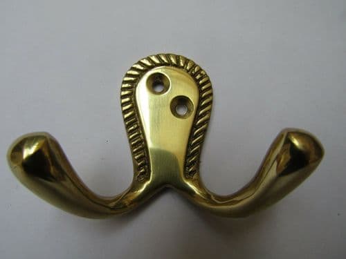 Georgian Double Robe Hook Polished Brass