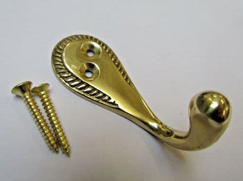 Georgian Robe Hook Polished Brass