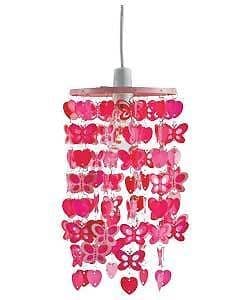 GIRLS BEDROOM BUTTERFLY HEART DANGLING LIGHT SHADE PINK