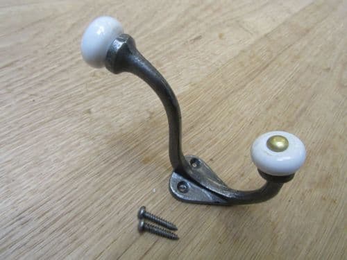 Gloucester Ceramic Coat Hook Antique Iron