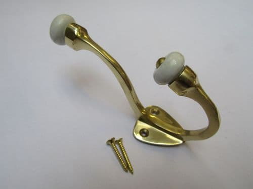Gloucester Ceramic Coat Hook Polished Brass