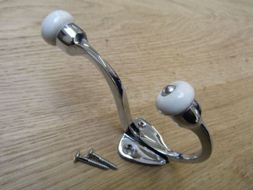 Gloucester Ceramic Coat Hooks Polished Chrome