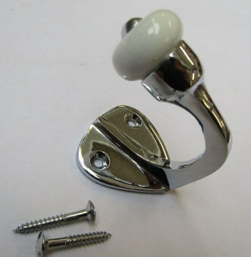 Gloucester Single Ceramic Robe Hook Polished Chrome