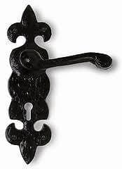 Gothic black antique Lever Lock Handle set fleur De Lys