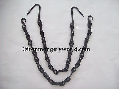 Hand Forged Blacksmith Antique Kitchen Iron Hearth Fireplace Hanging Chain