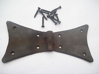 HAND FORGED BLACKSMITH BUTTERFLY WROUGHT IRON RUSTIC BLACK BEESWAX BUTT HINGES