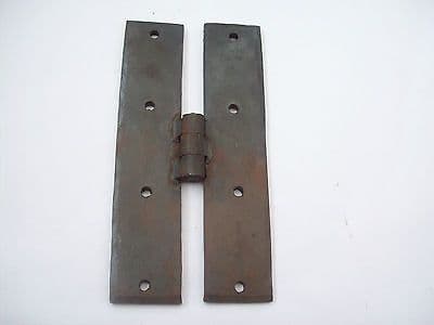 Hand forged blacksmith traditional old style Iron H hinge Rustic Black beeswax