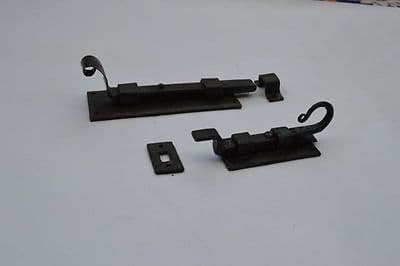 Hand Forged BlackSmith Traditional Old Vintage Curly Rat Tail Fancy Tower Bolt