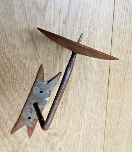Hand Forged Candle Holder Antique Iron Spike In Fancy Backplate