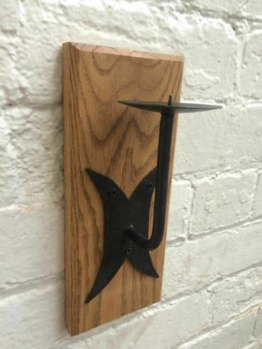 Hand Forged Candle Holder On Wood Base Gothic Spike Fix Holder