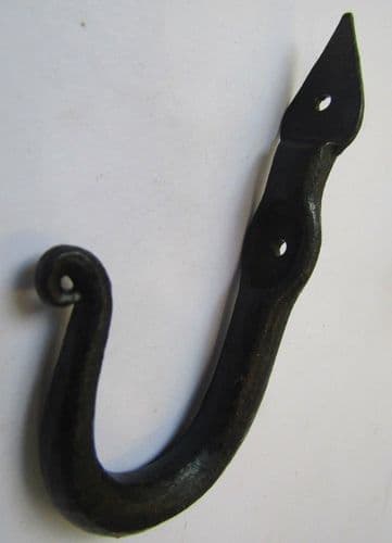Hand Forged Chunky Pointed Scroll End Black Wax