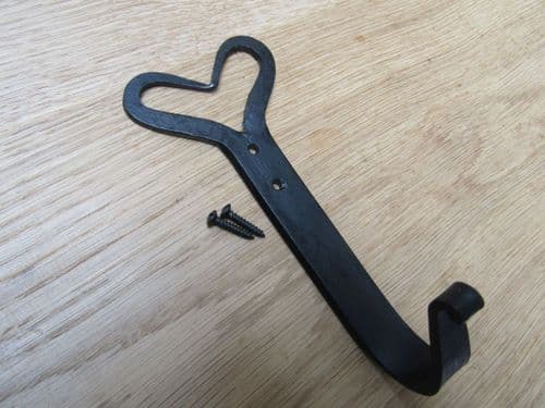 Hand Forged Heart Hook Black Wax