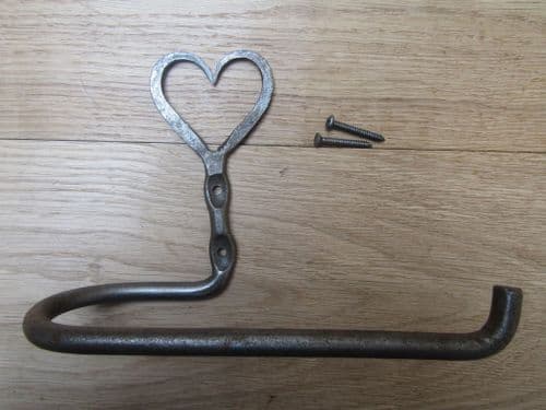 Hand Forged Heart Toilet Roll Holder Antique Iron