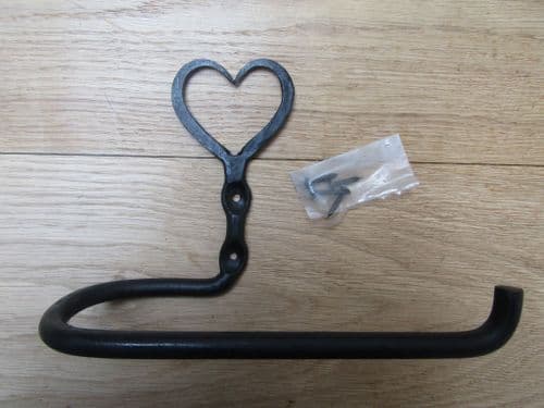 Hand Forged Heart Toilet Roll Holder Black Wax