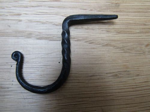 Hand Forged Nail In Hook Black Wax 40mm