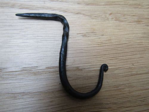 Hand Forged Nail In Hook Black Wax 60mm
