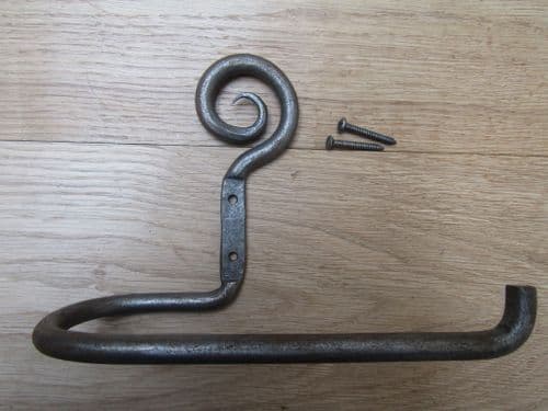 Hand Forged Swirl Toilet Roll Holder Antique Iron